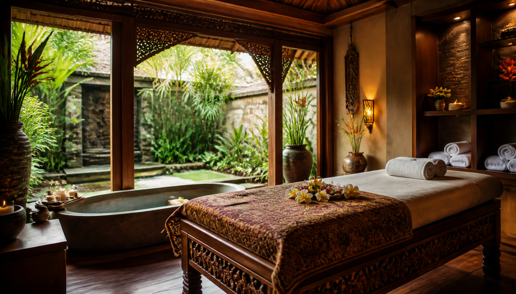 Traditional Balinese massage setting at Kayu Kopi Villa
