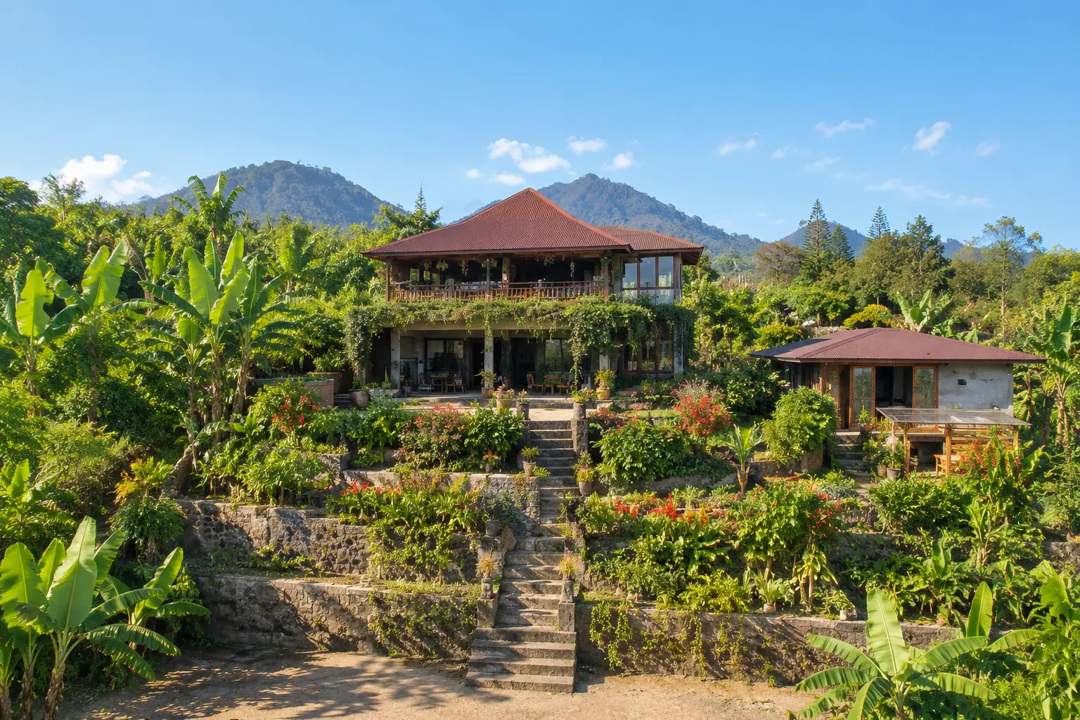 Kayu Kopi Villa set among the mountains and tropical gardens of Gobleg